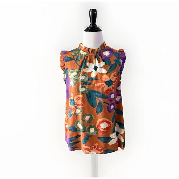THML Floral Blouse Women’s Size Small Sleeveless Woven Autumn - Picture 1 of 13